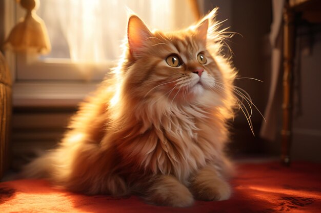 cat lying on sofa and smiling