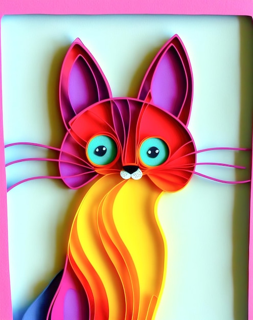 Cat made of paper and cardboardquilling