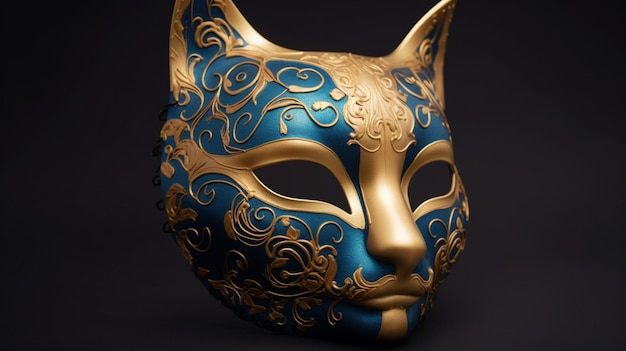 ゴールドとブルーの猫マスク