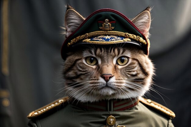 A cat in a military uniform