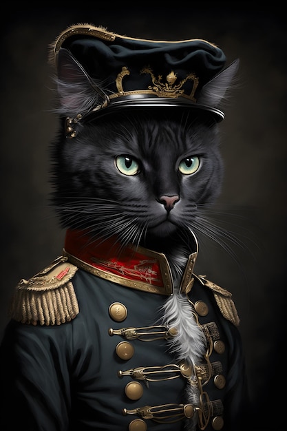 A cat in a military uniform