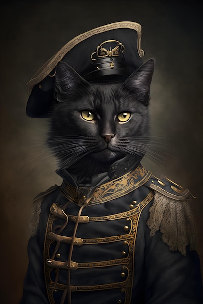 A cat in a military uniform