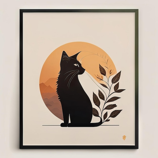 Cat minimalist illustration