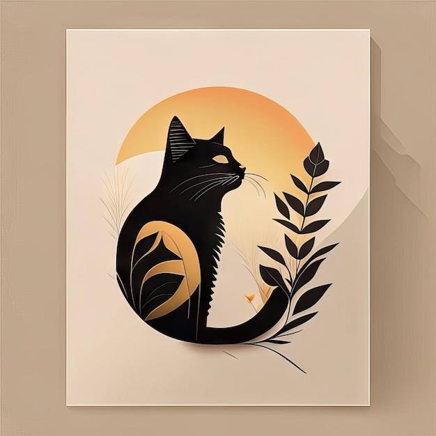 Cat minimalist illustration