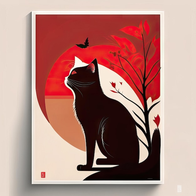 Cat minimalist illustration