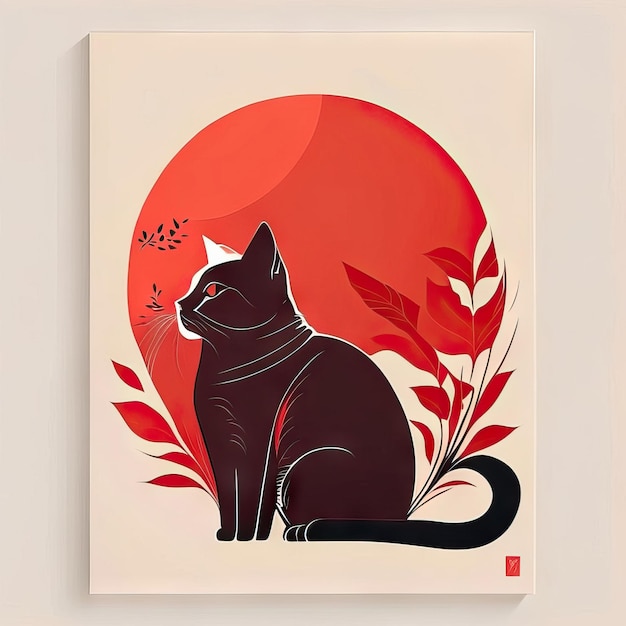 Cat minimalist illustration