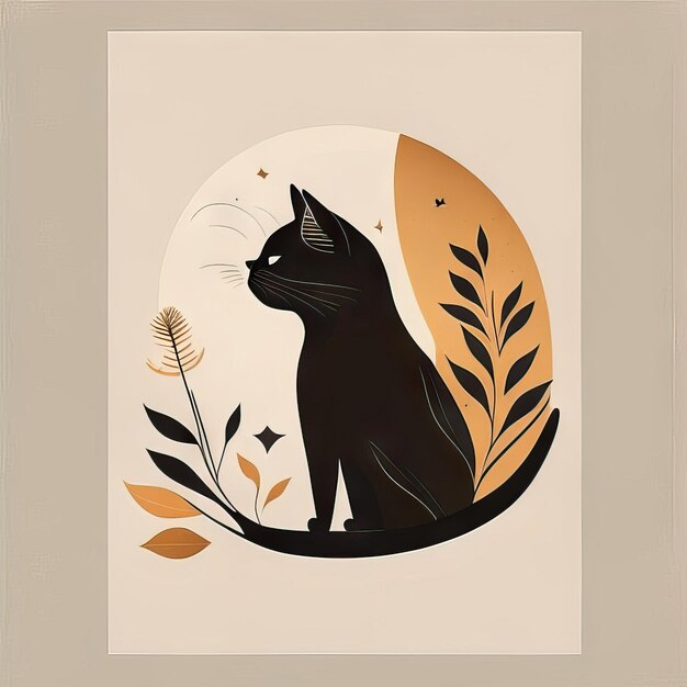 Cat minimalist illustration