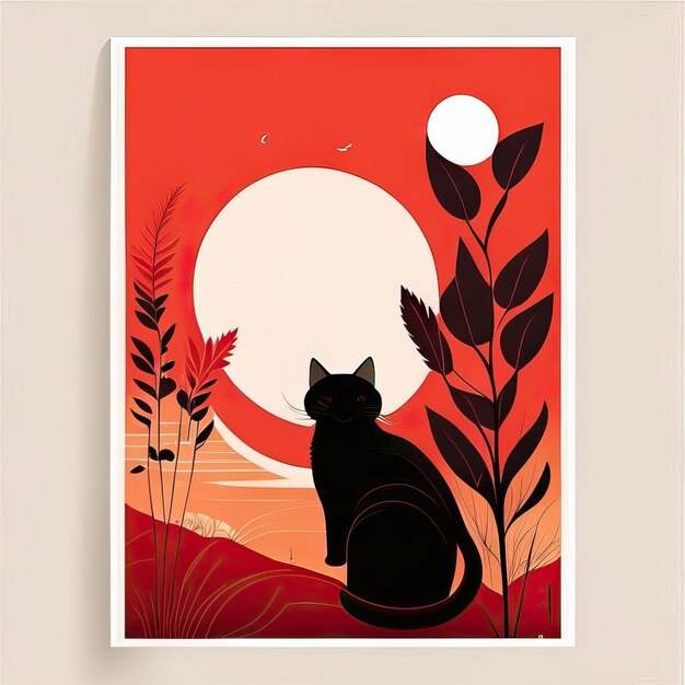 Cat minimalist illustration