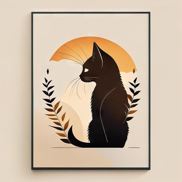 Cat minimalist illustration