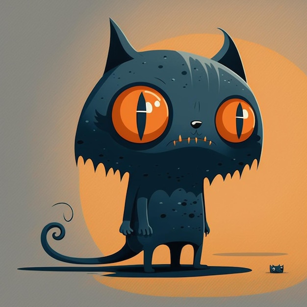 Photo cat monster vector illustration