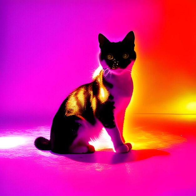 Premium AI Image | Cat in neon light