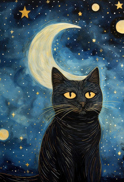 a cat in the night sky