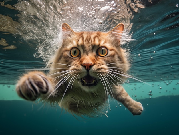 Foto gatto nell'oceano