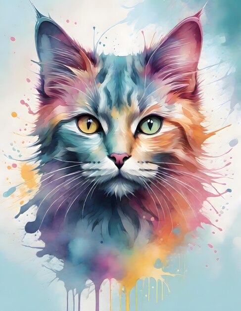 Cat op Vibrant Paint Splash achtergrond Generatieve AI