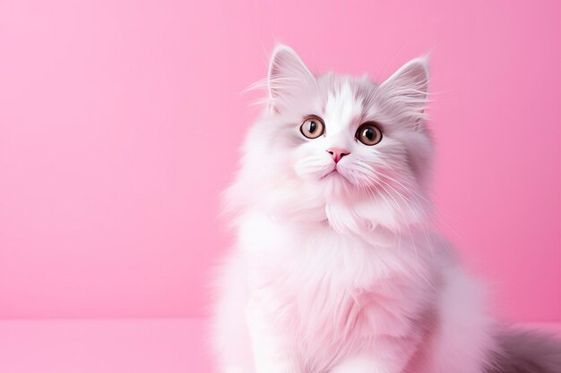 핑크색 배경의 고양이 인공지능 생성