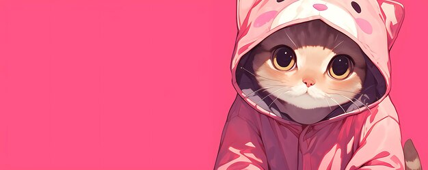 Photo a cat in a pink jacket with a pink background