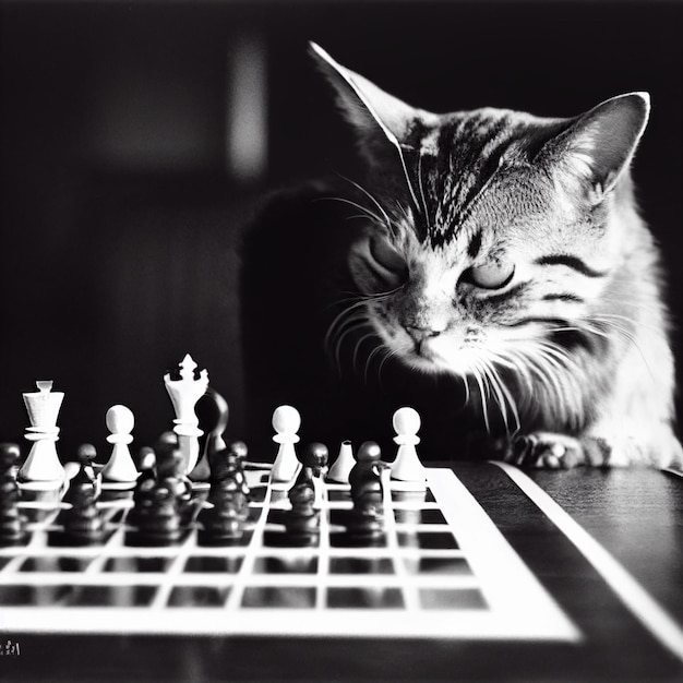 cat playing chess