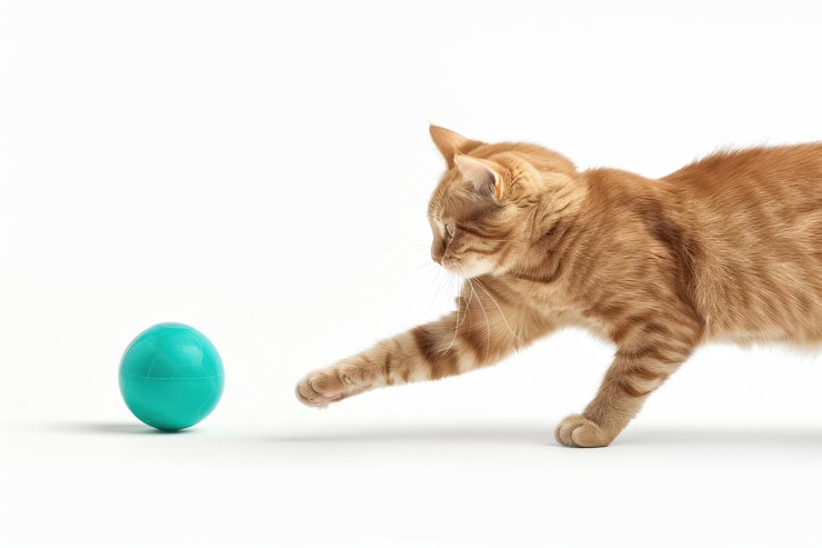 Photo a cat playing with a ball