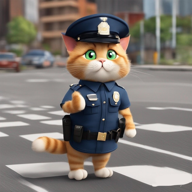 Cat in police uniform cute cat wallpaper fantasy image ai generator