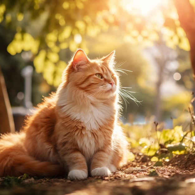 Cat portrait photo in a sunny day at the park blur 2