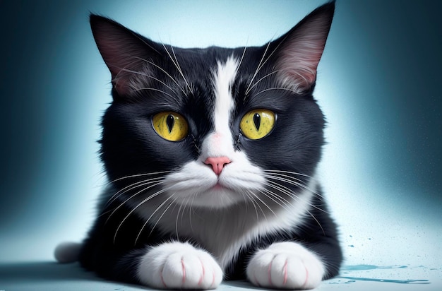 Cat Portrait of puss with pretty muzzle yellow eyes Generative AI