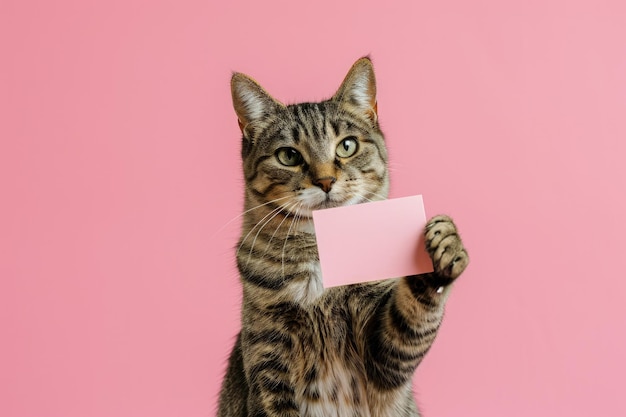 Cat Posing With Blank Sign