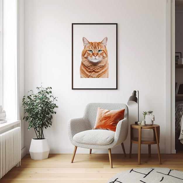 cat poster decoration on white wall