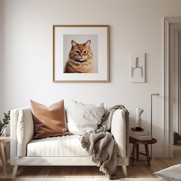 cat poster decoration on white wall