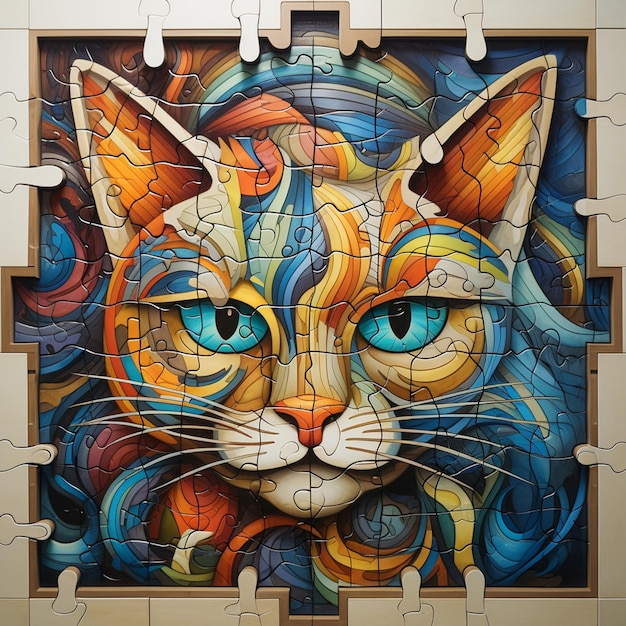 Foto puzzle di gatto su puzzle di interlock