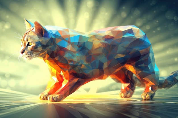 Cat race supremacy ruling the world abstract illustration low poly stylr generative ai
