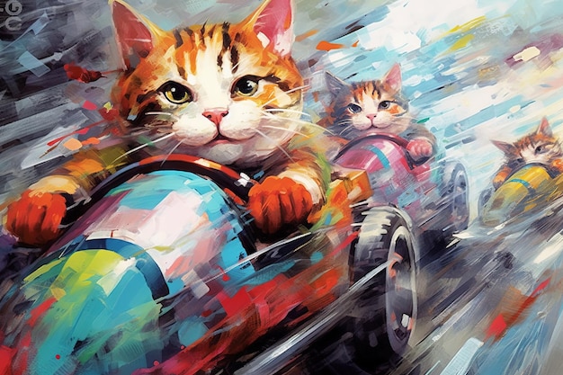 Cat race suprematie die de wereld regeert abstracte illustratie generatieve ai