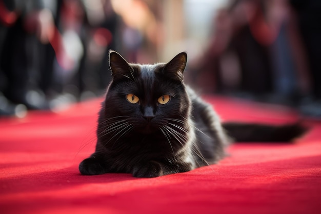Cat on red carpet Generate Ai