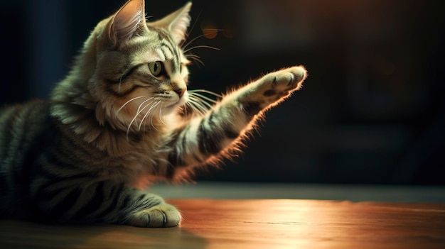 A cat responding to target training by touching a specific object with their paw or nose
