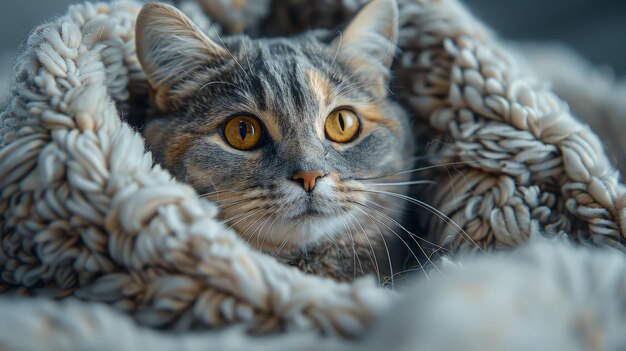 담요 에 어 있는 고양이