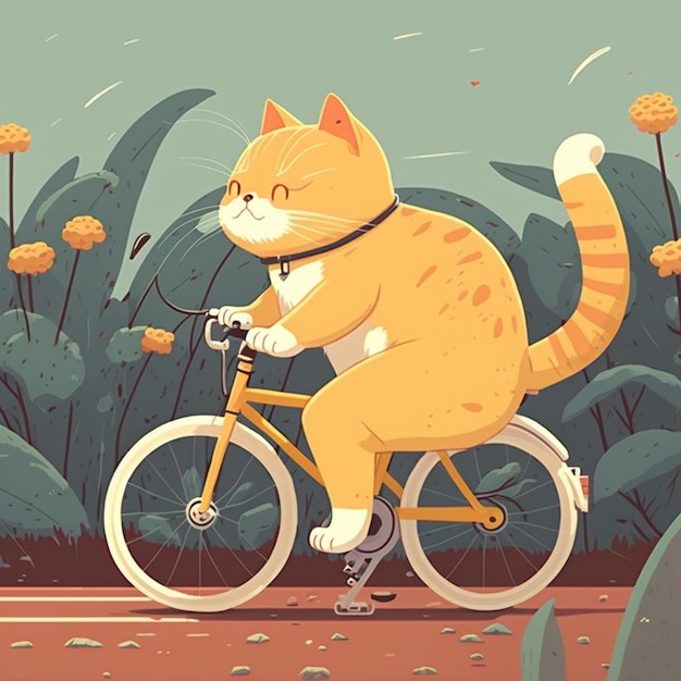 写真 自転車に乗っている猫のベクトルイラスト