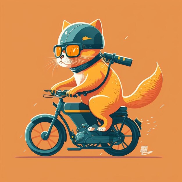 Cat riding a motorcycle vector