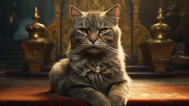 Cat on the royal throne digital painting