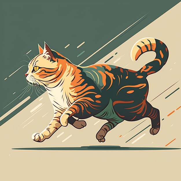 Photo cat running vector illustration