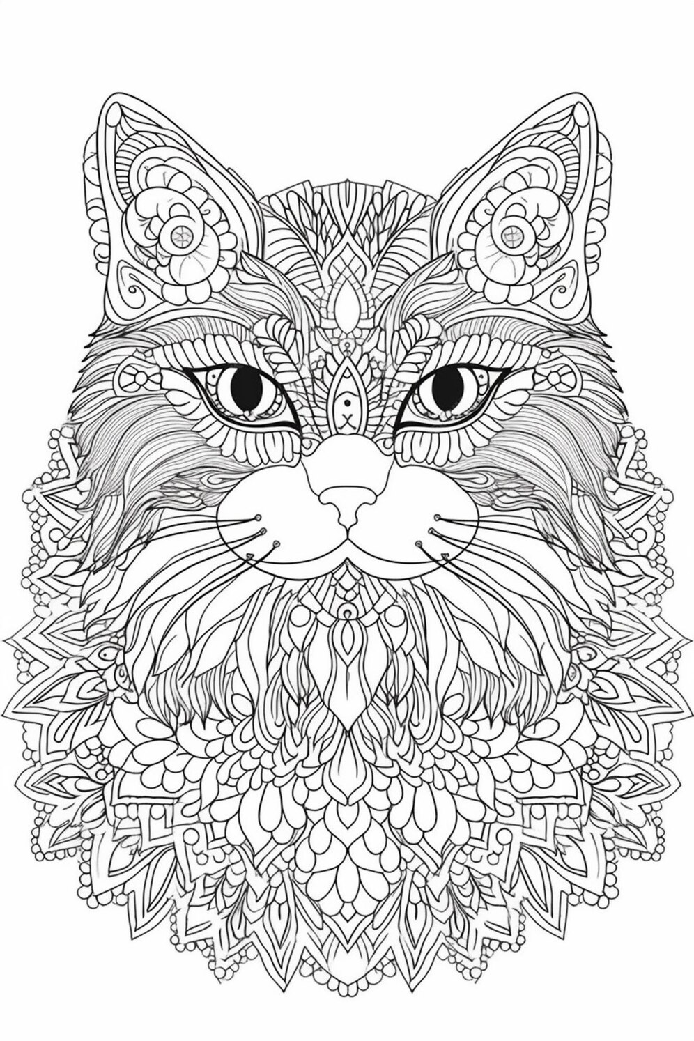 premium-ai-image-a-cat-s-head-with-a-pattern-of-flowers-and-the-word-cat