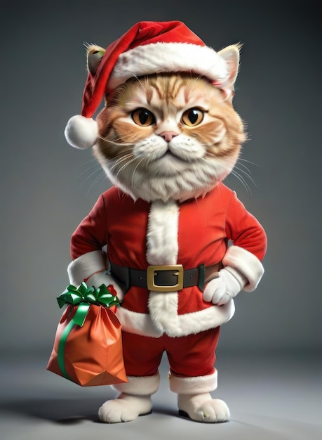 Кошка Санта-Клаус Рождество