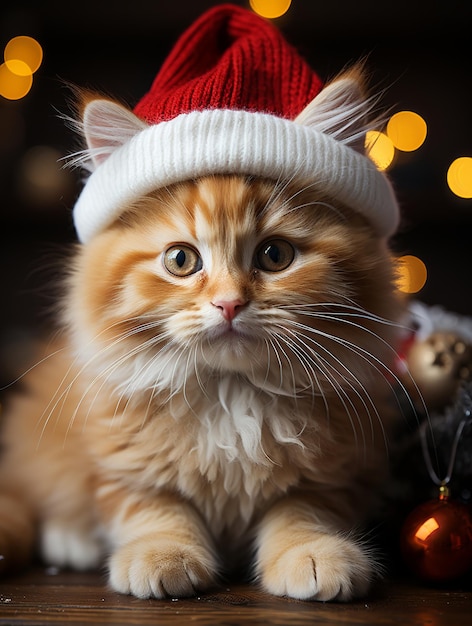 Cat in Santa's hat