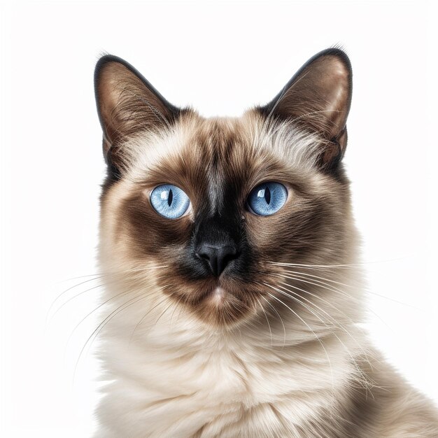 cat Siamese ColorPoint on white background