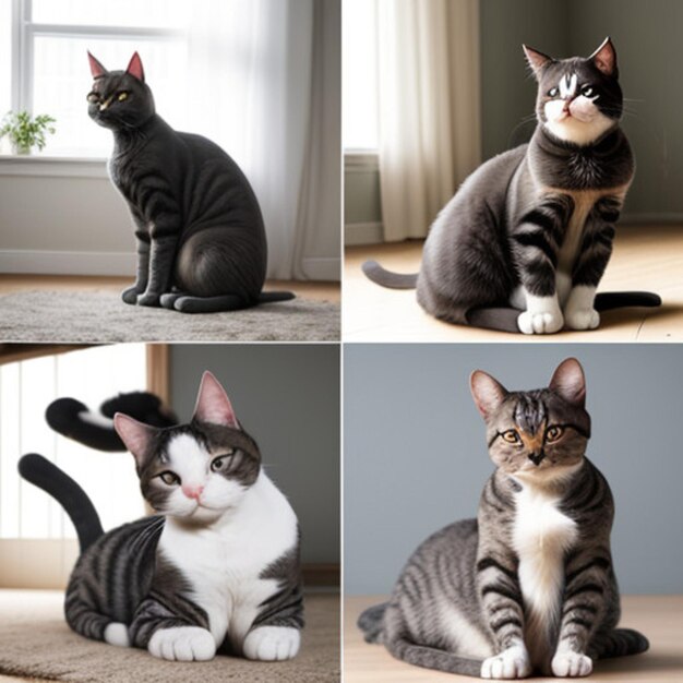 Photo a cat sits on a carpet with a window behind it