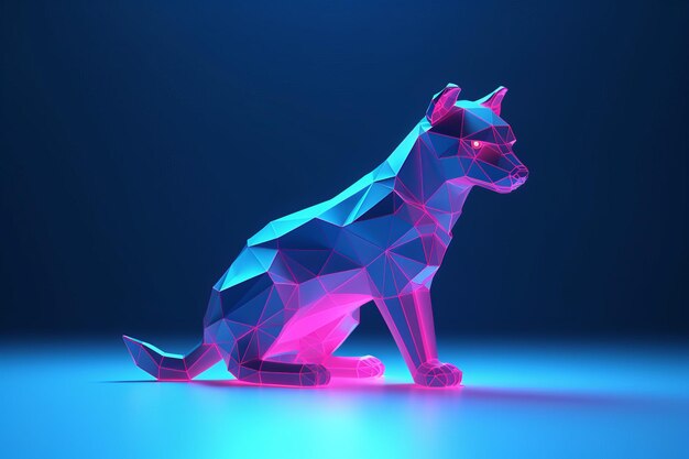 A cat sits in a low poly style.