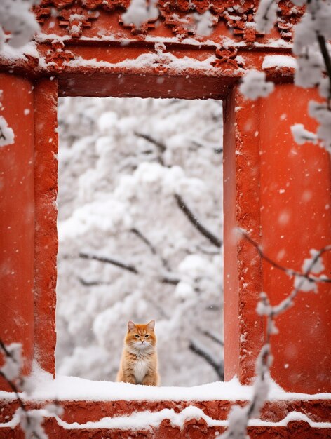 Photo a cat sitting in a doorway generative ai