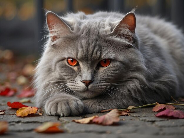 A cat sitting in the ground