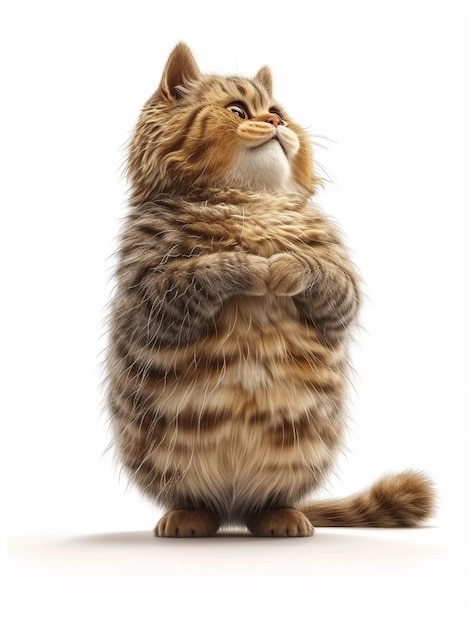 a cat sitting on its hind legs looking up