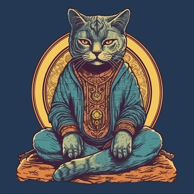 A cat sitting in a lotus pose