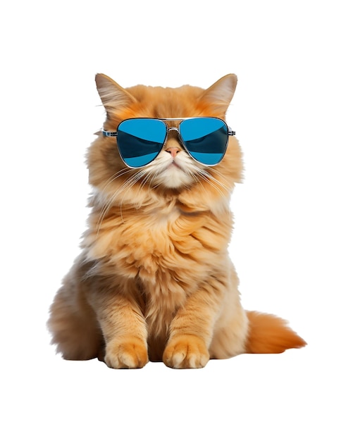 cat sitting relaxed wearing glasses looking cool isolated on a white background