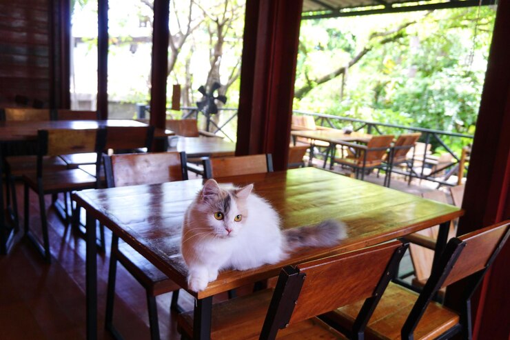 Photo cat sitting on table